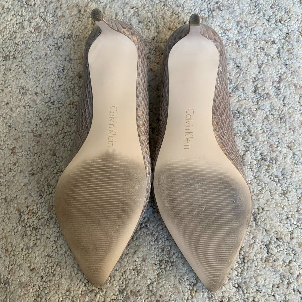 Calvin Klein Taupe Snakeskin Tami Pumps - Picture 4 of 5